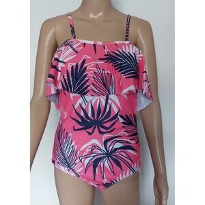 IFFEl tropical print off shoulder one piece swimsuit‎ multicolor size  L